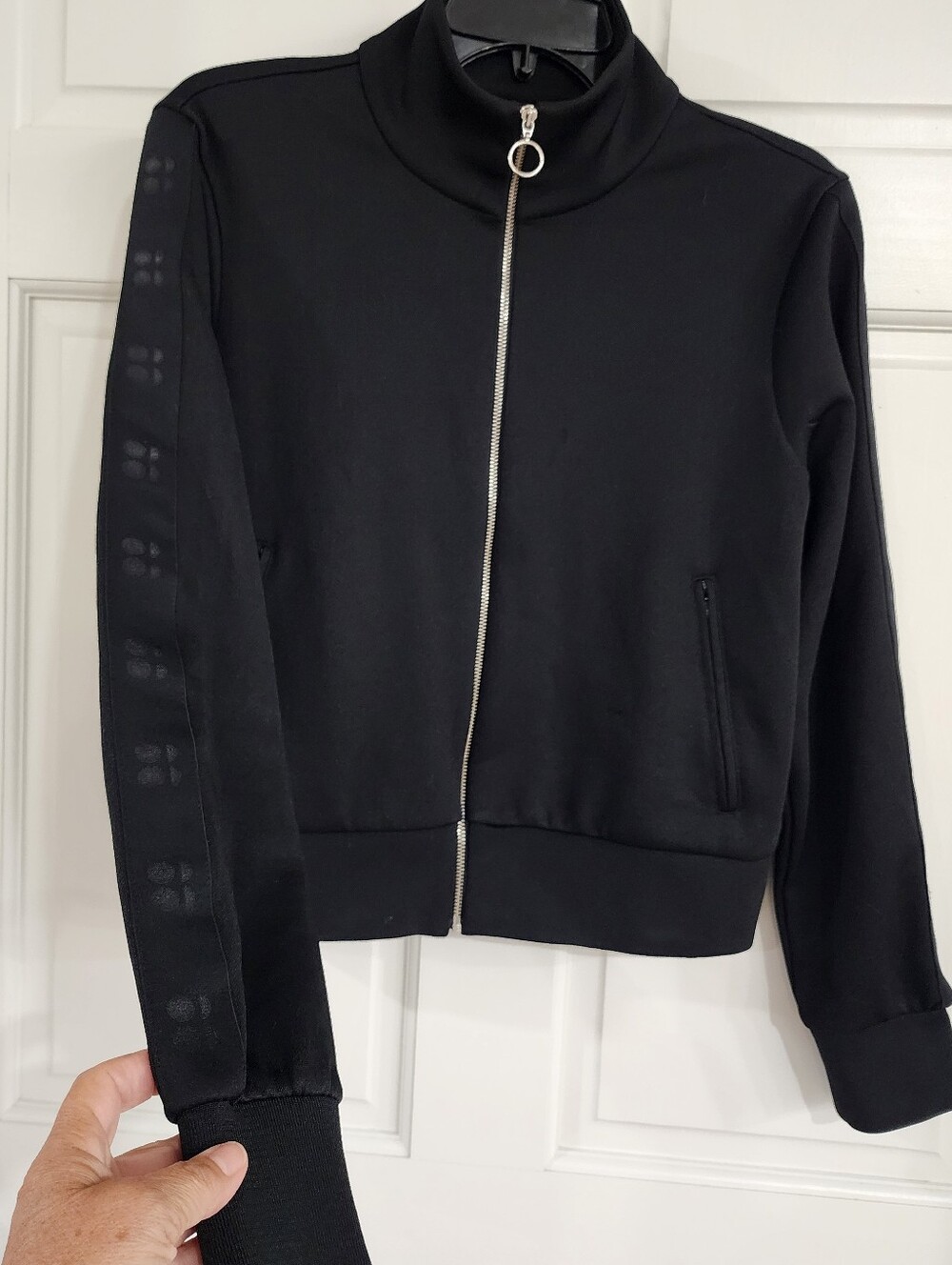 Premium Black Full-Zip Mock Neck Preformance Track Activewear Jacket Medium